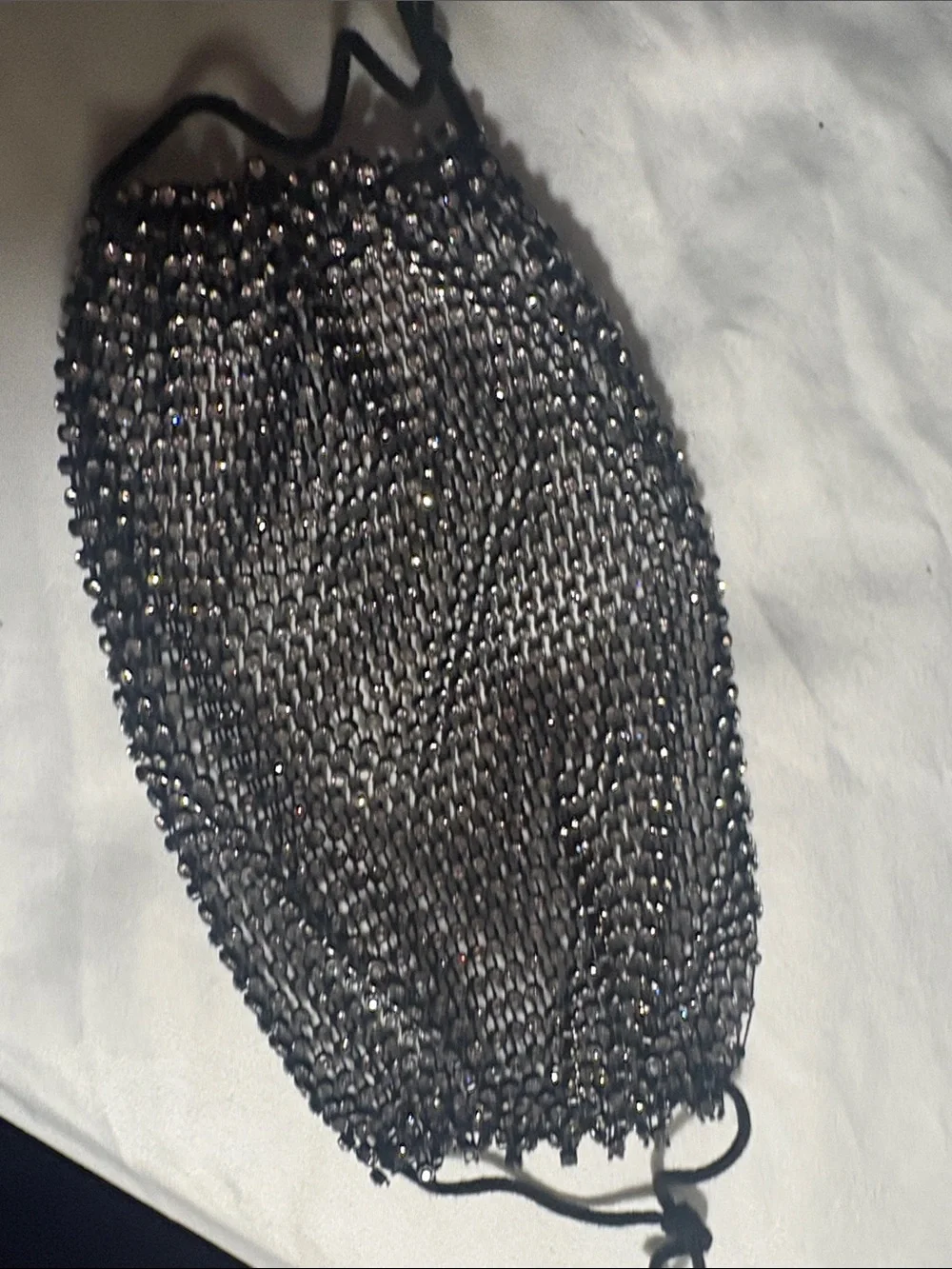 Sparkling Black diamond Beaded Face Mask